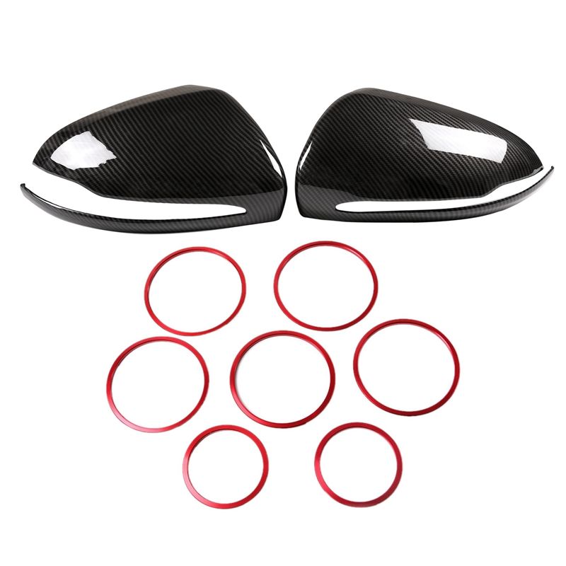 Right Drive Rearview Mirror Cover Trim with 7Pcs A/C Outlet Ring Cover Trim, for Mercedes Benz C Class 2015 GLC 2016