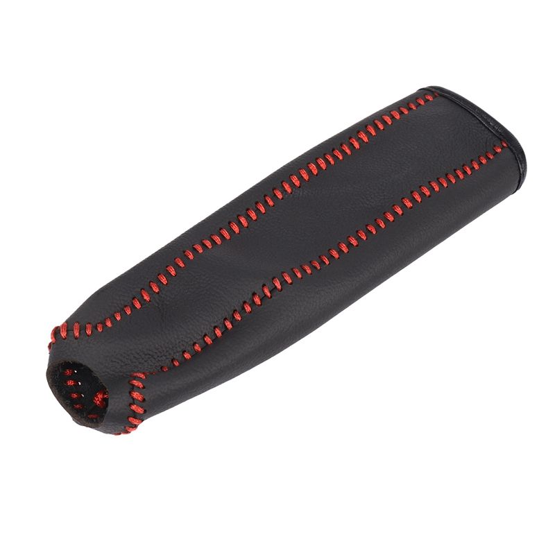 10X Leather Hand Brake Cover Protective Sleeve for Honda / Accord / Civic 8, Black + Red Line