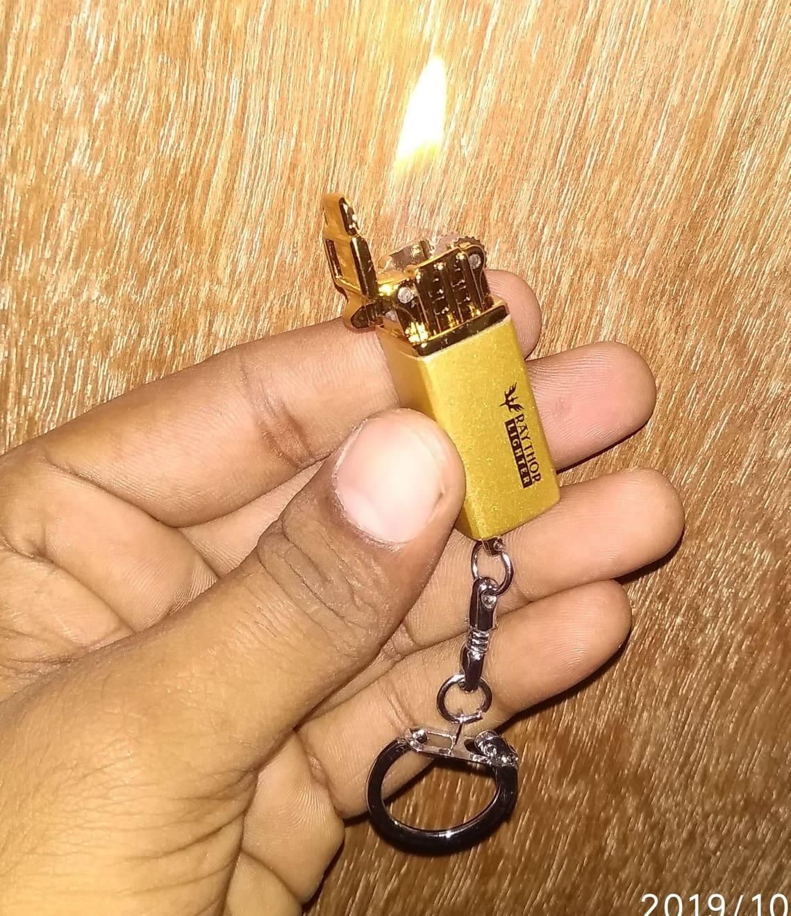 Mini Raythor Portable Butane Gas Lighter With Keychain for Smoking or Lighting-(GOLDEN)