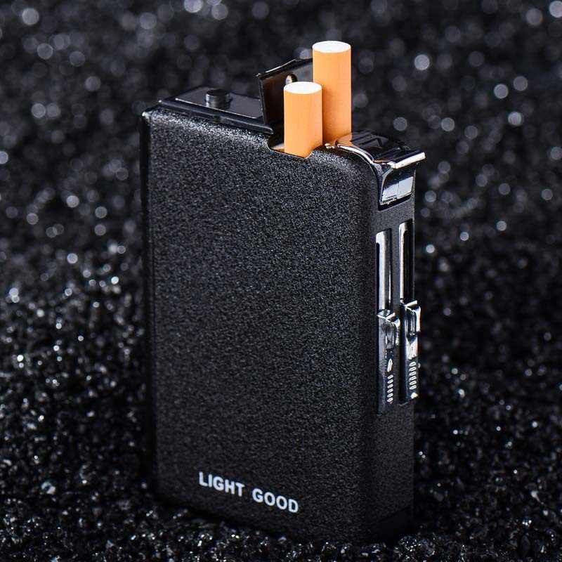 Automatic Cigarette Case with Windproof Lighter