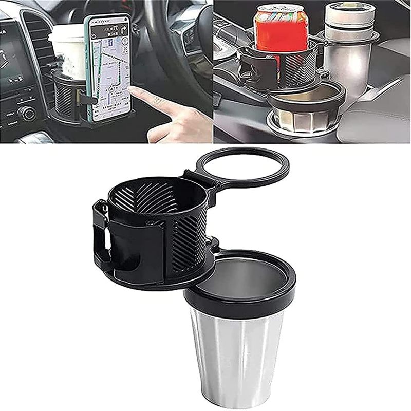2Pcs 3in1 Multifunctional Car Drink Holder Universal Car Cup Holder with 360° Rotating Adjustable Base Water Cup Holder