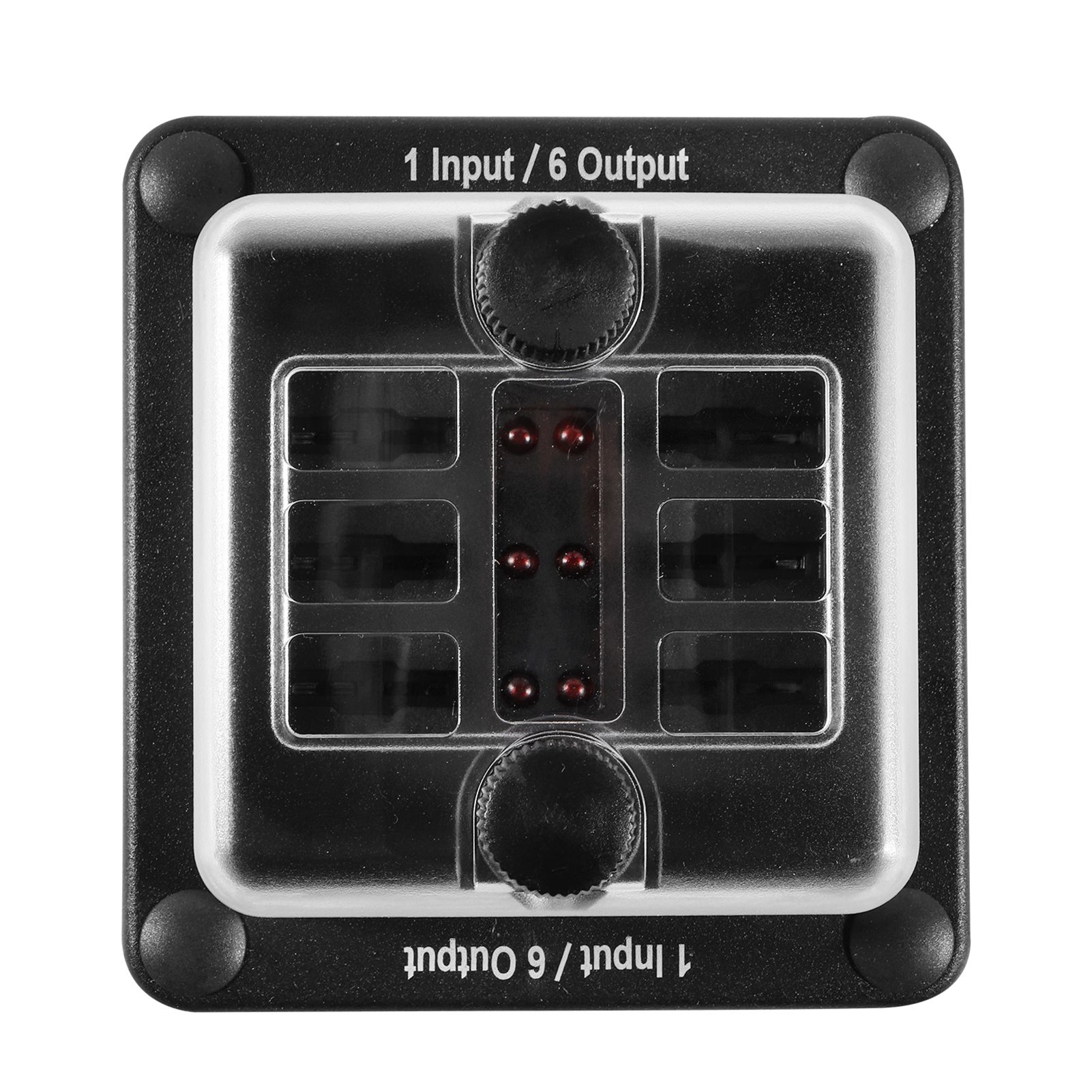 6 Way Fuse Block Box W/Negative Bus, Updated Automotive Blade Fuse Block Holder with LED Indicator Thumbscrew Protection Cover Label Sticker for DC 12-32V Auto Car Marine RV Boat