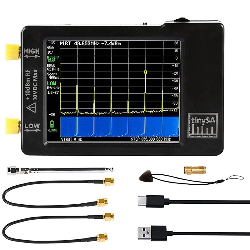 TinySA Spectrum Analyzers Tiny Frequency Analyzer 100KHz To 960MHz with 2.8Inch Touch Screen ESD Protected Function