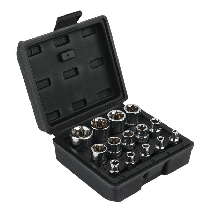 14PCS Black E-Type 6-Flower Socket Head Combination Wrench 1/2 3/8 1/4 Auto Repair Tool E4-24mm