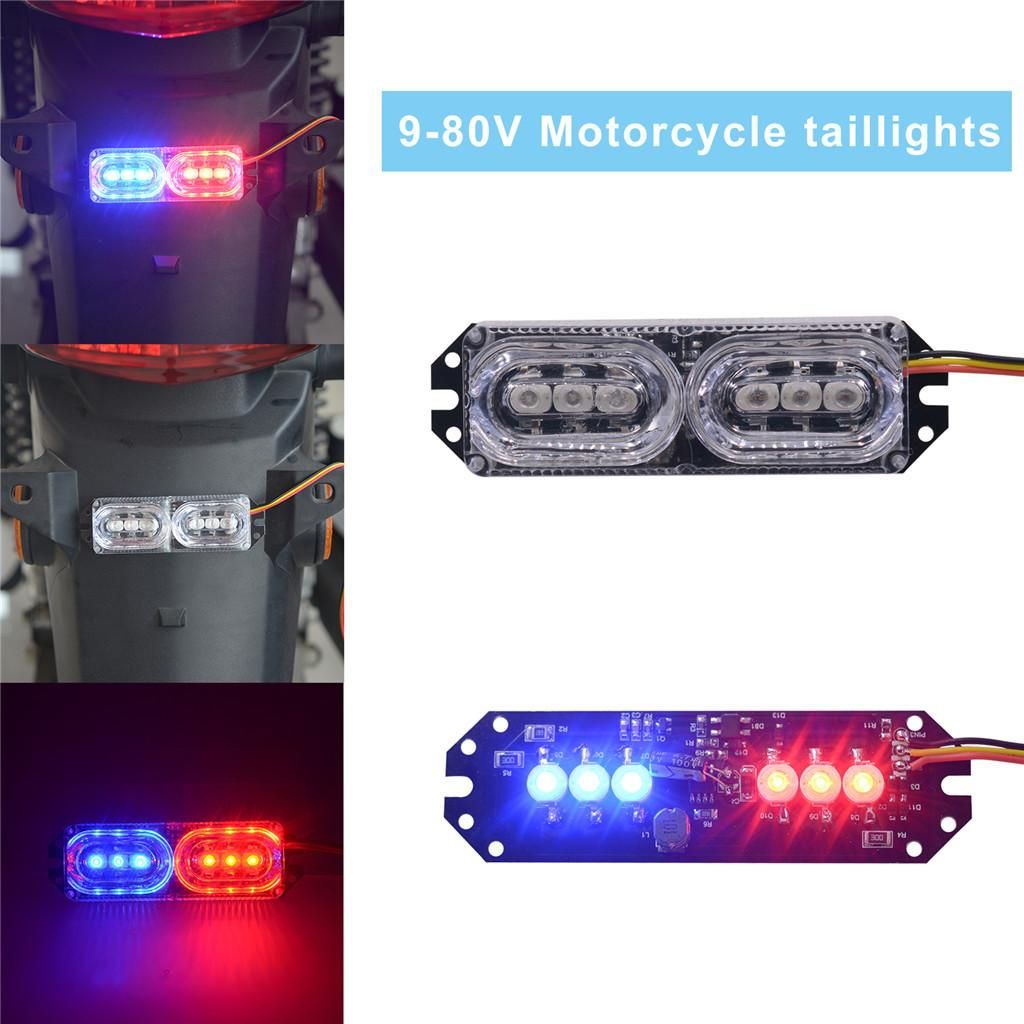 Driving Motorcycle Tail Lamp Warning Light Flash Strobe Brake Warn Blue And Red