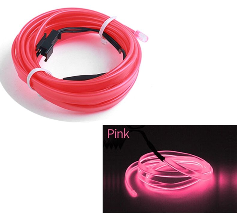 1M/2M/3M/5M Car Interior Led Decorative Lamp EL Wiring Neon Strip For Auto DIY Flexible Ambient Light USB Party Atmosphere Diod drive-2M