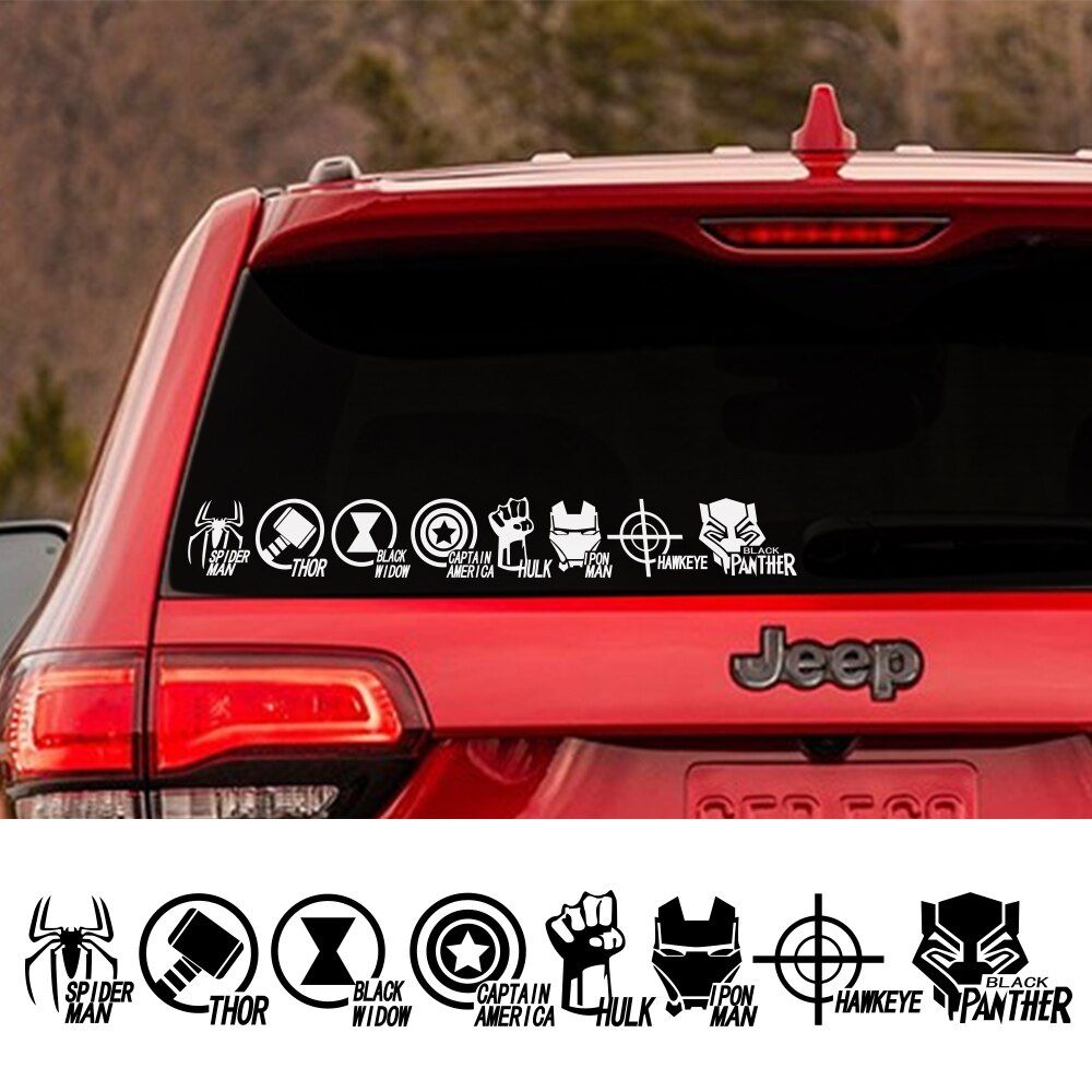 Car Sticker Avengers SHIELD Iron Spider Man Thor HULK Black Panther Auto Vinyl Film Decal  For Audi BMW Ford Volkswagen Toyota Jeep  Universal Car Tuning Accessories