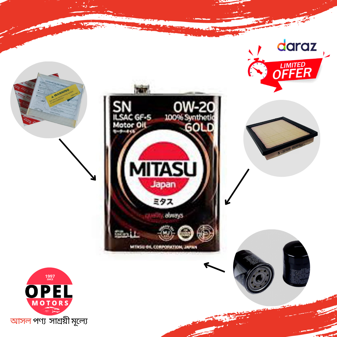 SERVICING PACKAGE MITASU 0W20 HYBRID 4L AIR FILTER AC FILTER OIL FILTER ( 21060, 52020, YZZE1 ) 4 IN 1 OPEL MOTORS