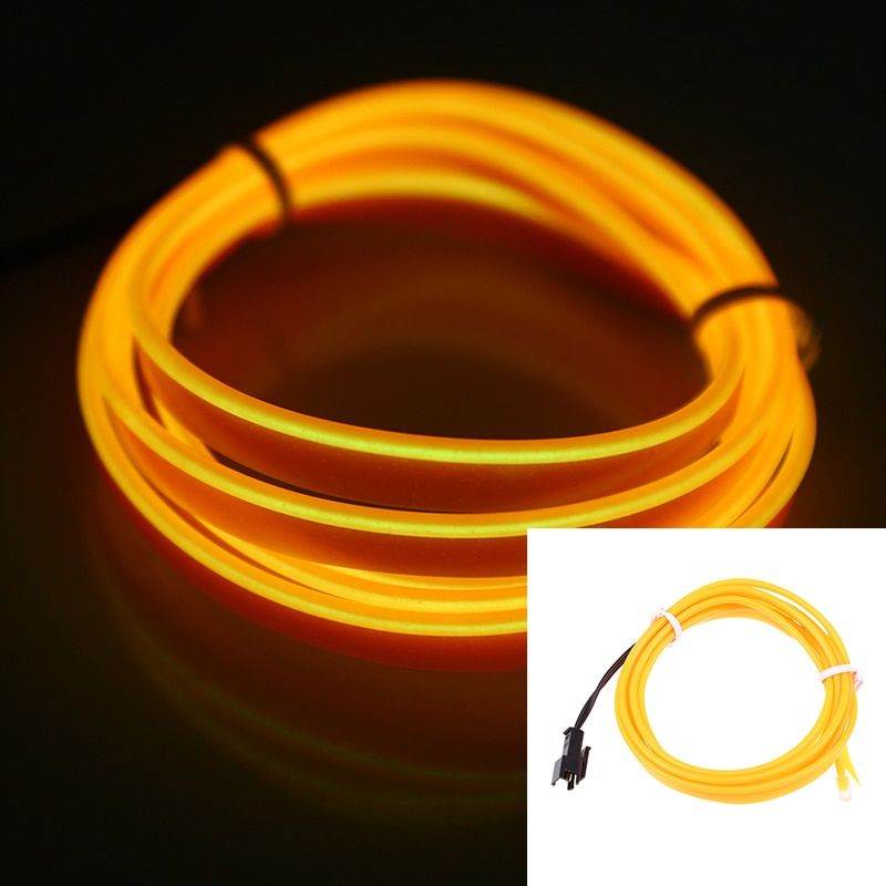 1~5M  EL Wire String Strip Tube Light Neon Light Glow Flat Edge Car Interior Atmosphere Decor Lamp USB  Transformer-3m No power supply