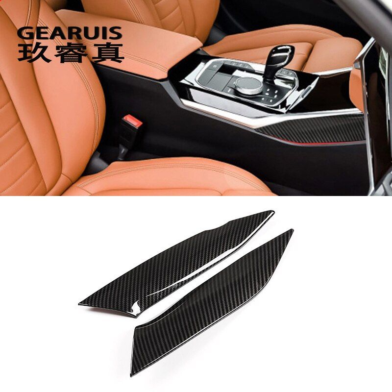 Car styling Carbon fiber Gear Shift panel decorative cover Stickers trim For BMW 3 Series G20 G28 2020 interior auto Accessories