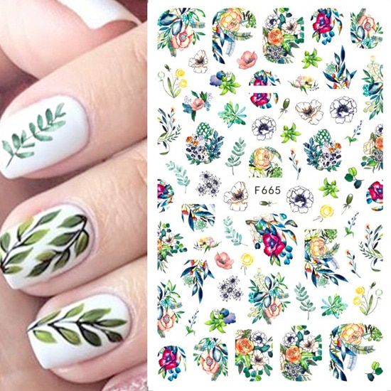 1pcs 3D Nail Decal Stickers Charms Butterfly Flowers National Flag Slider for Manicure Summer DIY Nail Art Decor Tips TRF662-671