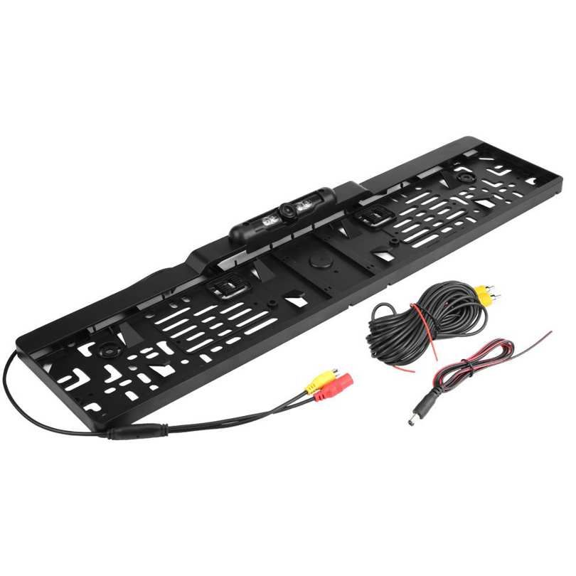 European Automobiles Number License Plate Frame with Rearview Reverse Backup Waterproof Night Camera 4 LED Light New
