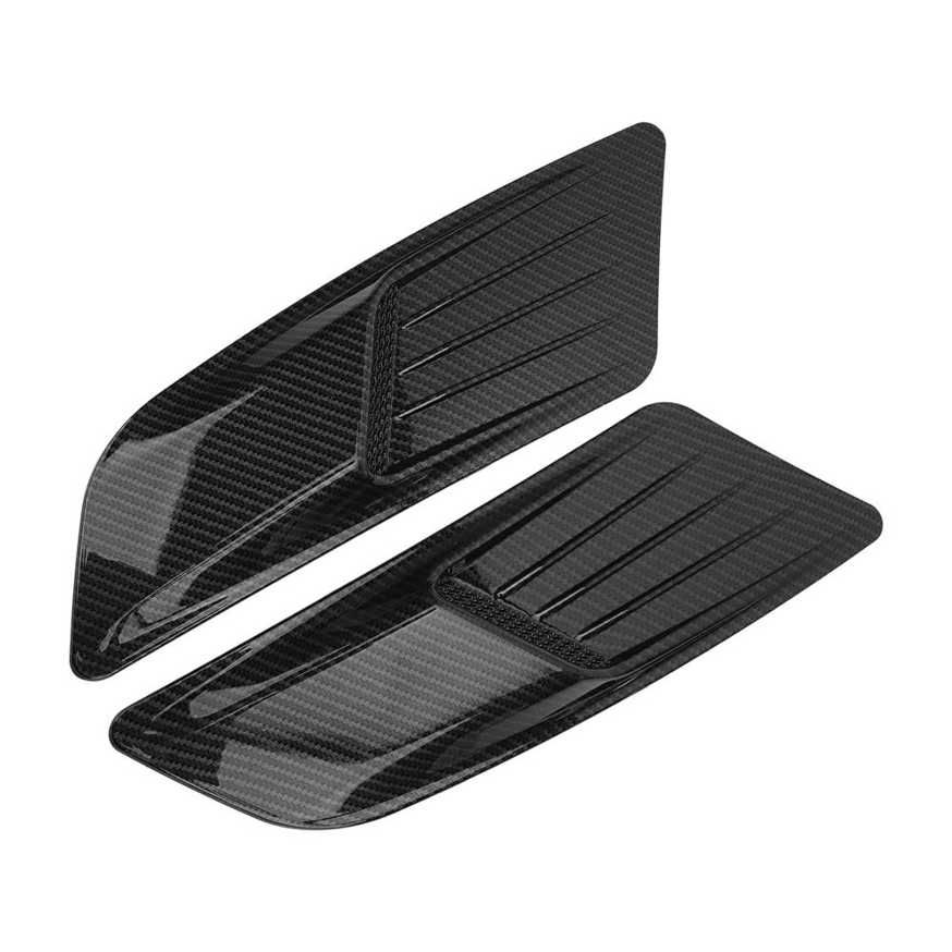 CarMeng La Pair Universal Front Hood Air Vent Molding Bonnet Cover Trim Carbon Fiber Style Fit for Ford Mustang 2015‑2017