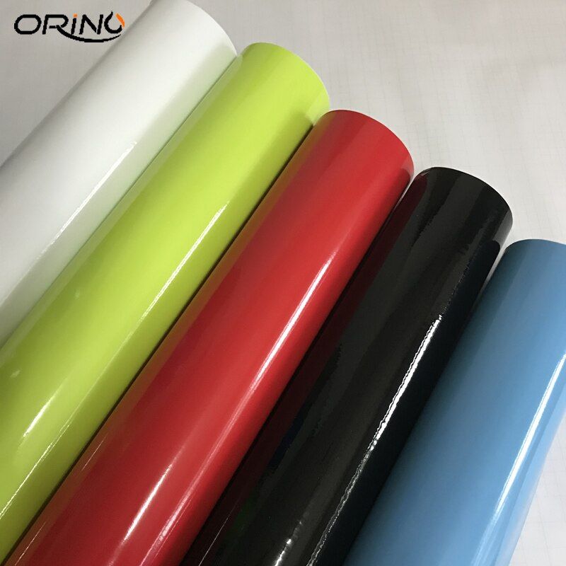 Classic 11 Colors Shiny Gloss Vinyl Film Self Adhesive Glossy Car Wrap Foil With Air Bubble Free For Motorbike Car Sticker Decal