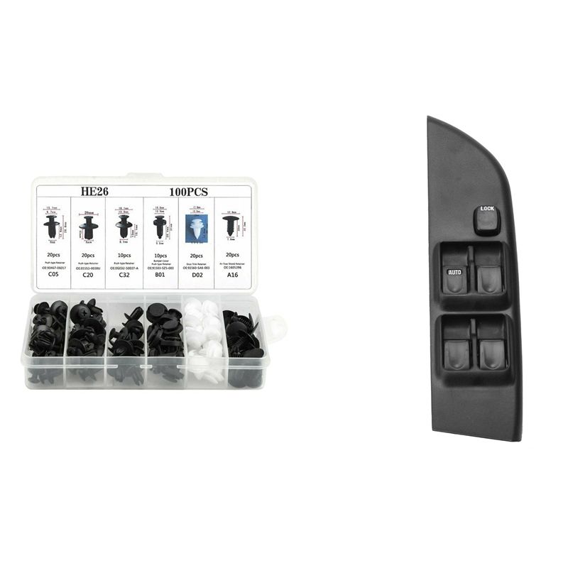 100Pc Auto Car Fender Liner Fastener Bumper & 1x Front Left Electric Power Window Switch for Isuzu Tfr/Tfs Lhd 99-09