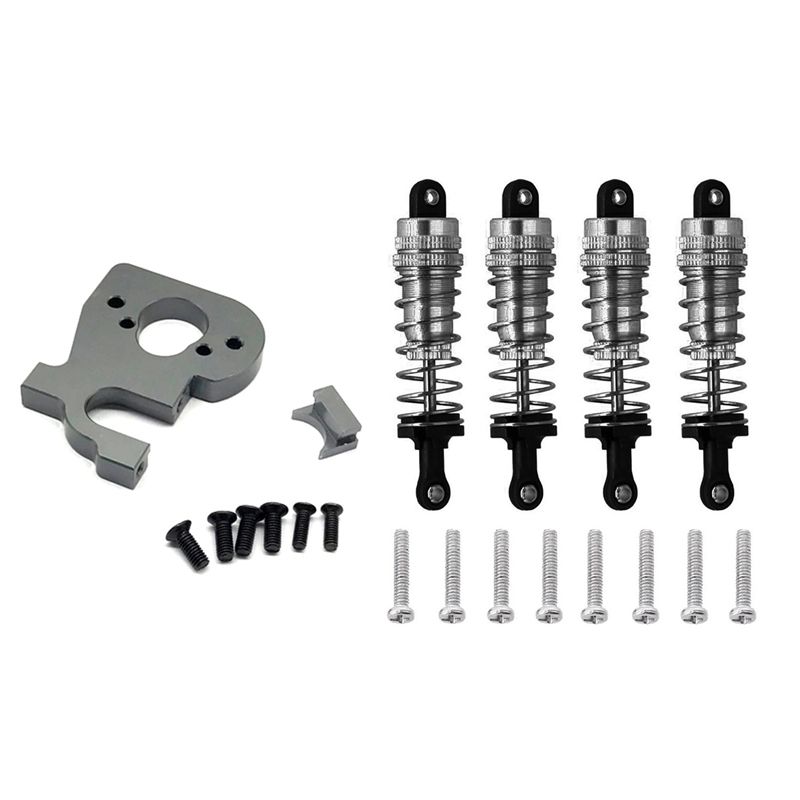 2 Set for WLtoys 144001 1/14 4WD RC Car Parts: 1 Set Metal Shock Absorber Damper & 1 Set Motor Holder