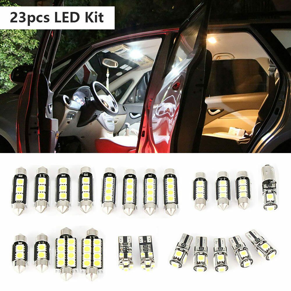 23Pcs LED t10 5050 Car Light Bulb Interior Map Dome Trunk License Plate Lamps Kit White 60-130LM