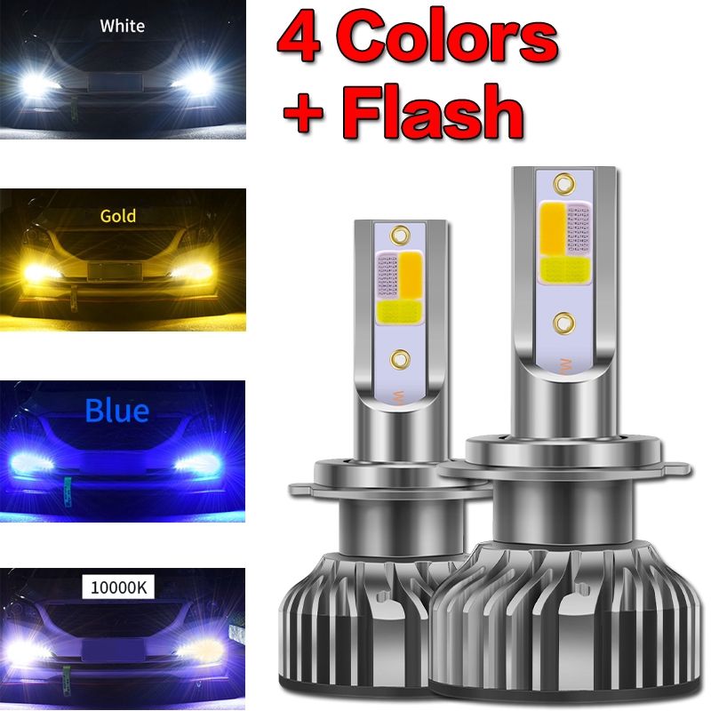 1 Pair Four colors+Flash LED H3 Car Headlight 10000LM Auto LED 3000K 6000K 10000K