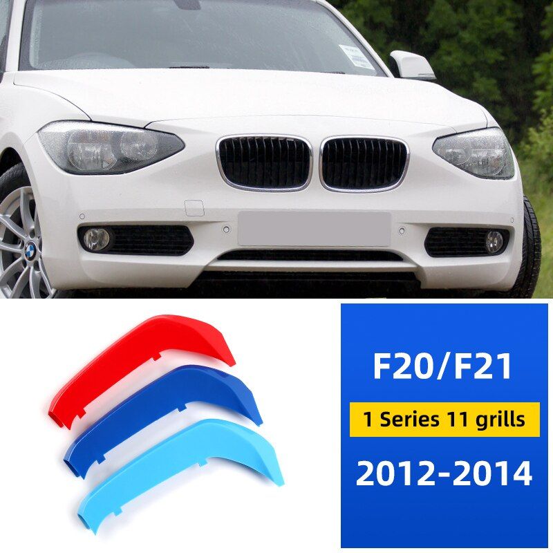 Tricolor ABS Front Grilles Car Decoration Trim Cover 3D Emblem Bumper Sticker for BMW 1 3 5 Series X1 X3 X5 E46 E90 E60 F30 G30