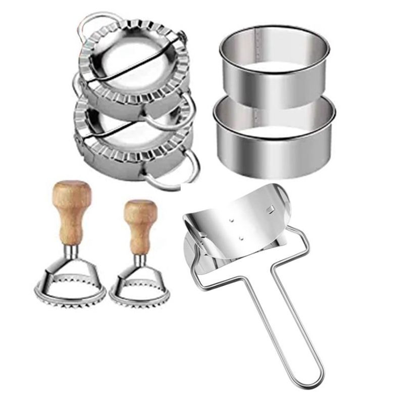 7 Pcs Stainless Steel Dumplings Maker Set,Dumpling Cutter Tools Dumpling Press Molds Dumpling Skin Maker Dough Cutter