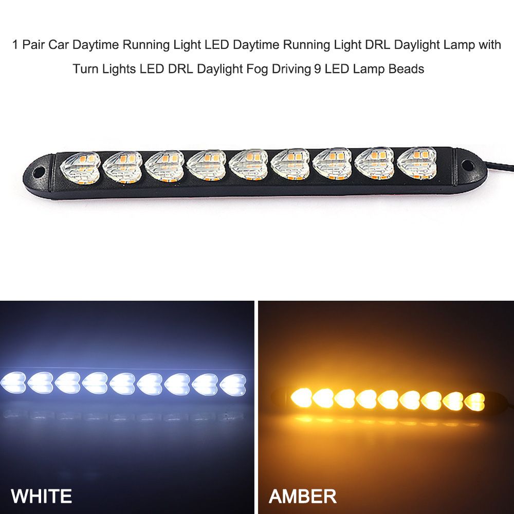 1 Pair Car Daytime Running Light LED Daytime Running Light DRL Daylight Lamp with Turn Lights LED DRL Daylight Fog Driving 9 LED Lamp Beads