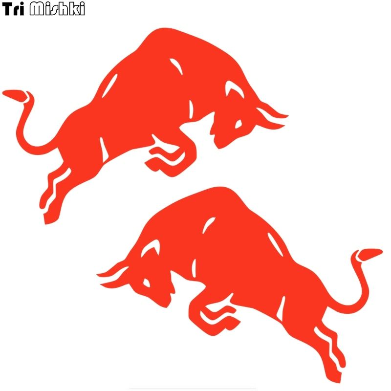 Tri Mishki HZX830# 15*10cm Jumping bull cow red car sticker Vinyl Decals Motorcycle Accessories sticker reflective