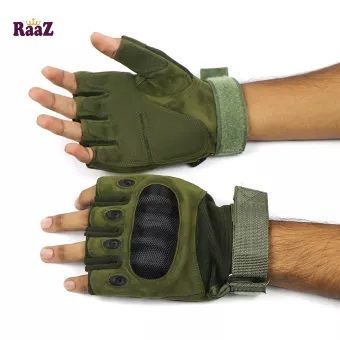 Motorcycle Gloves Half Finger Army green
