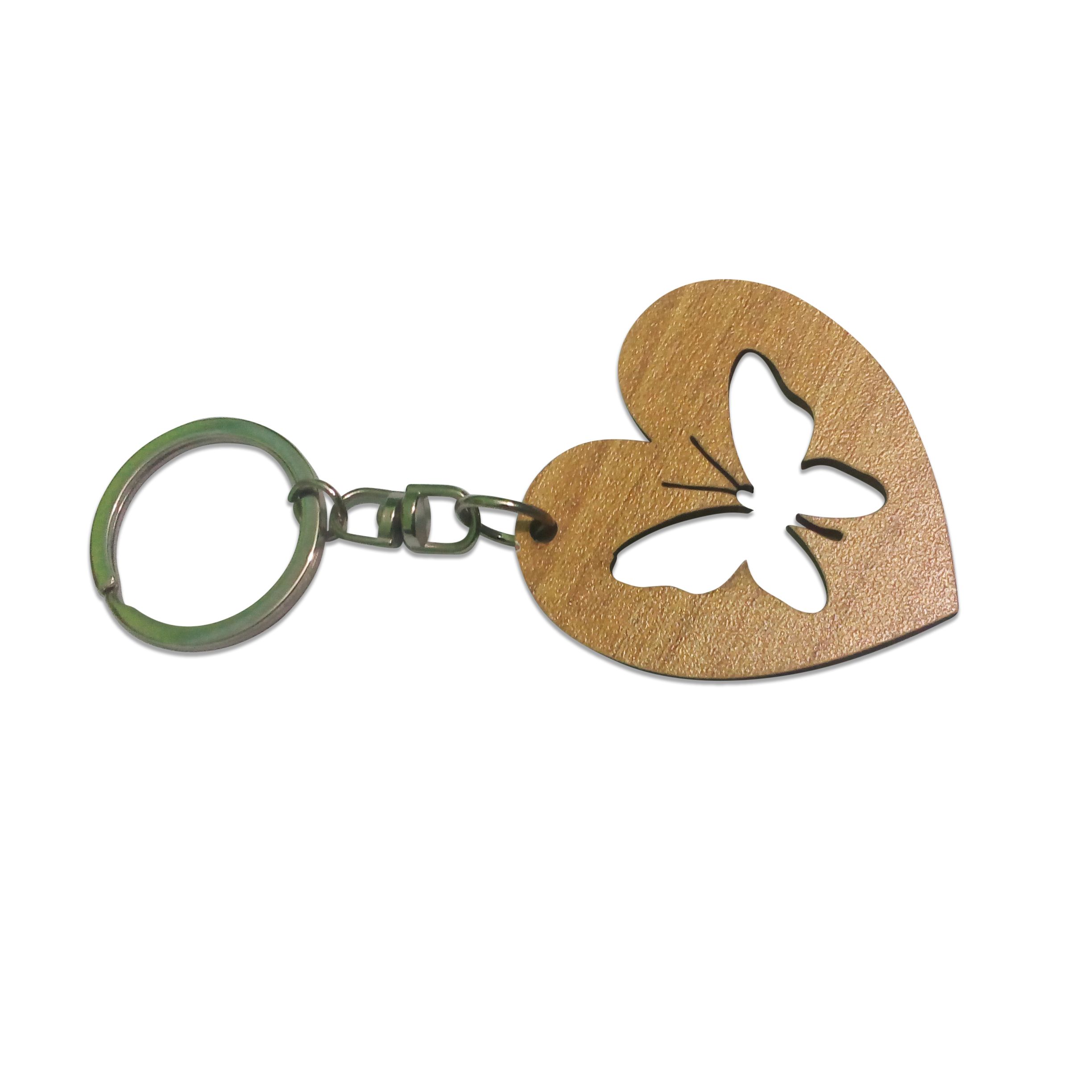 Wooden Keyring Love Safe In Butterfly Style ICKR012
