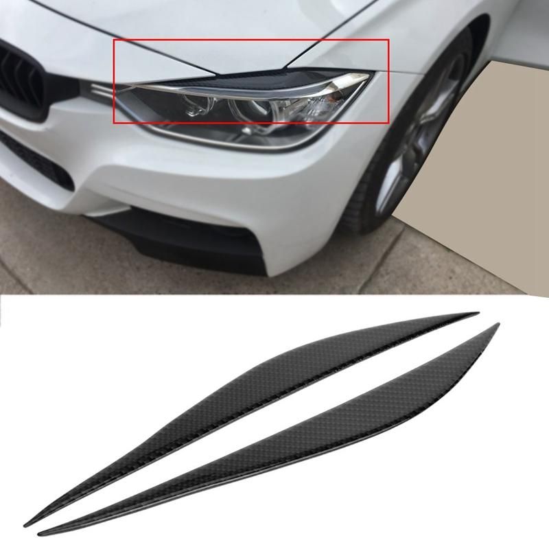 Carbon Fiber Headlight Eyelids Trim, Headlamp Eyebrow Cover Decoration Styling Sticker for Bmw 3 Series F30 320I 325I 316I