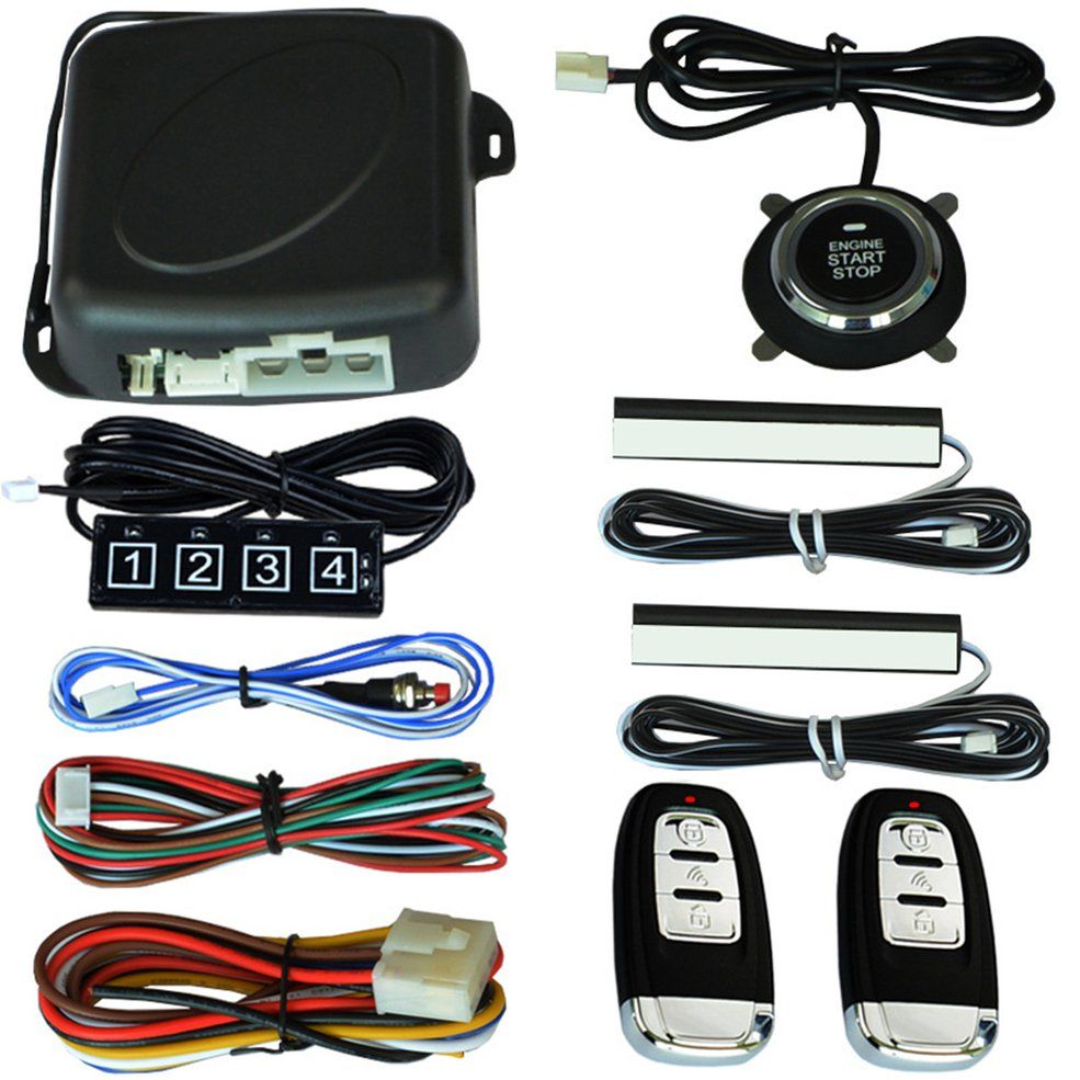 10pcs 10pcs car start stop engine system PKE Keyless Entry Engine Alarm System set Plastic password open/close door with keyboard Black-Black