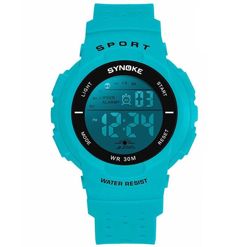 SYNOKE Watch for boys teen 5bar waterproof top quality silicone strap multi-color led lights fashion clock for girls boys 2021