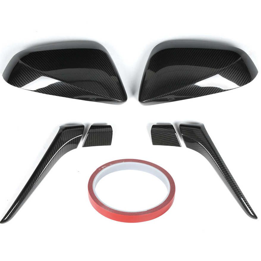 Chenmeng La Rearview Mirror Cover Cap with Base Trim Carbon Fiber Decor Fit for NX200 200t 300h 2016‑2020 LHD