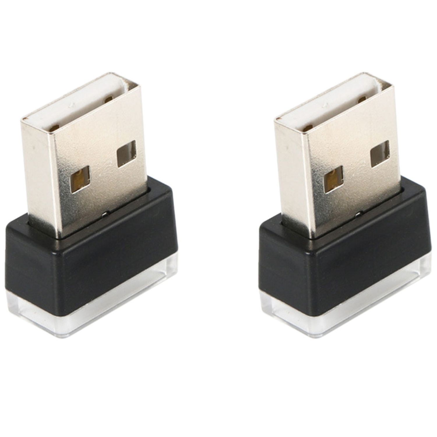 2Pcs Mini Portable Mini Usb Led Car Light Car Interior Usb Atmosphere Light Plug and Play Decorative, Ice-Blue & White