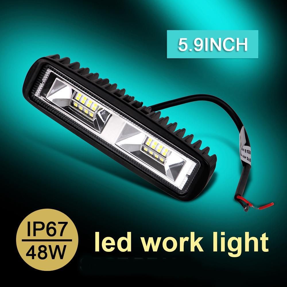 Waterproof IP67 48W 16LED Work Light Flood Beam Bar Car SUV OffRoad Driving Fog Lamps