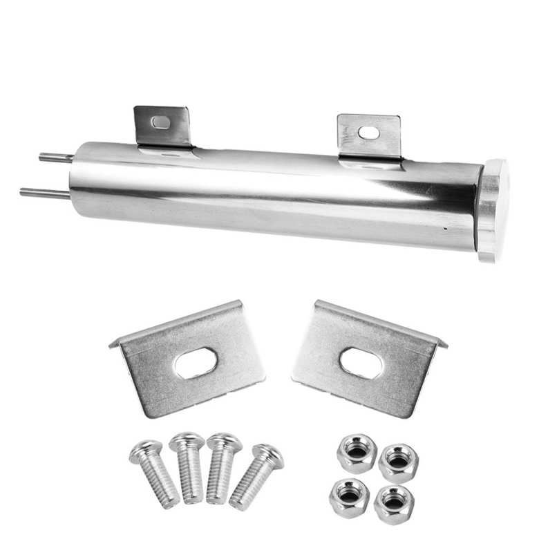 CarMeng La 2x10in Stainless Steel Radiator Overflow Tank Recovery Bottle With Mounting Accessories Universal