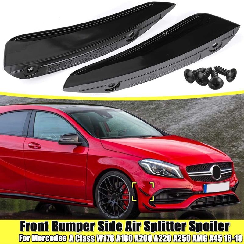 2Pcs Front BUmper Side Air Splitter Sper Black for Benz Mercedes W176 A180 A200 A220 A250 Amg A45 a Class 2016-2018