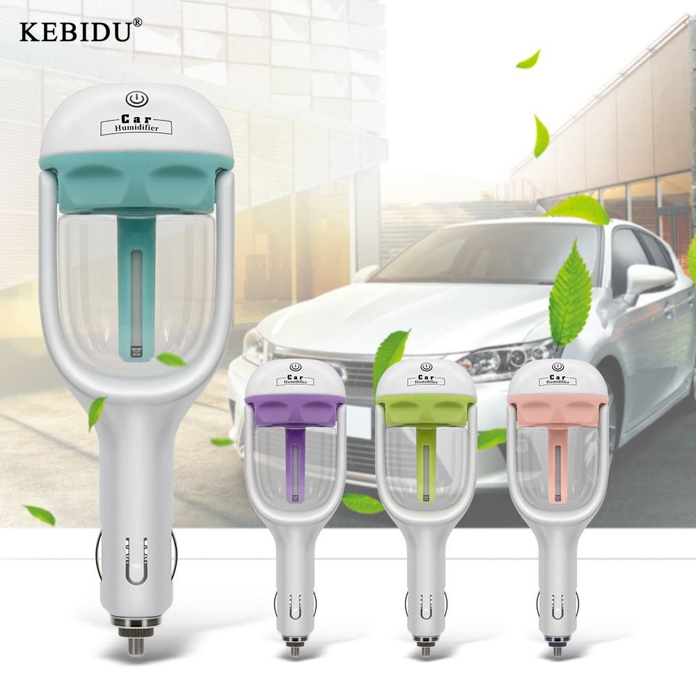 Kebidu Car Air Freshener 12V Car Mini Air Purifier Humidifier Aromatherapy Oil Mist Diffuser Fogger