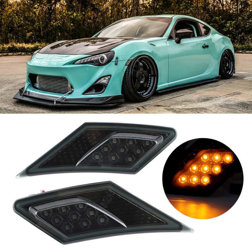Turn Signal Lamp Pair LED Side Marker Leaf Lights Smoked Lens Fit for Scion FR‑S/Subaru BRZ/GT86 13‑20