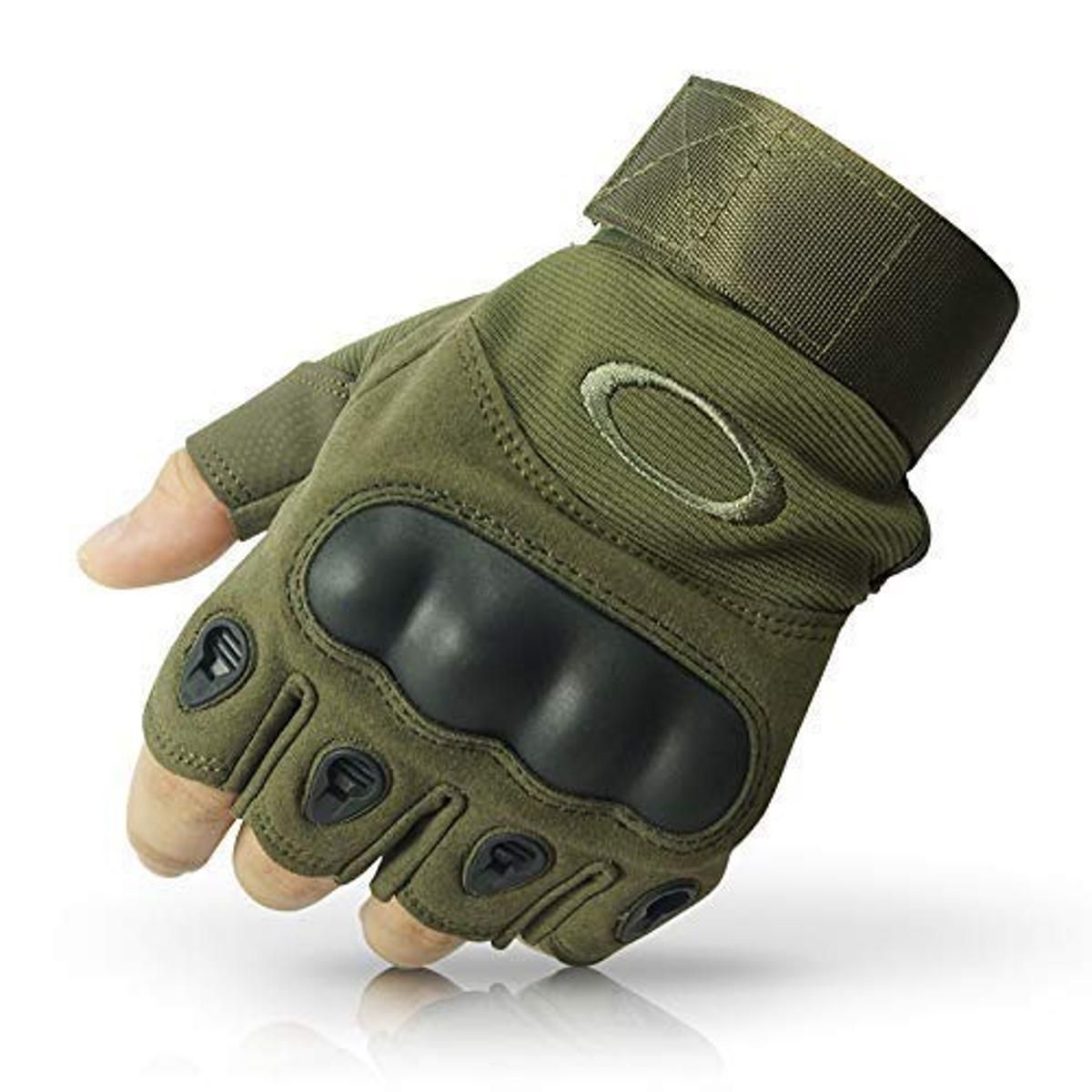 Motorcycle Gloves Half Finger Army green (Size -XL)