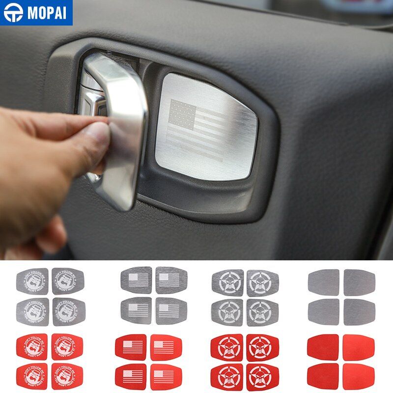 MOPAI Car Stickers for Jeep Wrangler JL Car Interior Door Handle Bowl Decoration Cover for Jeep  Wrangler JL 2018+ Accessories