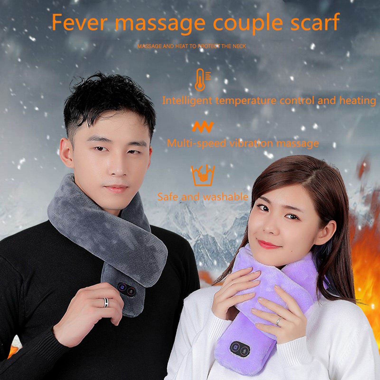 USB Heated Scarf, Electric Heating Scarf for Men/Women Waterproof Massage Heated Neck Wrap with Three-speed Intelligent Temperature Control Warming Scarf, 80cm Length