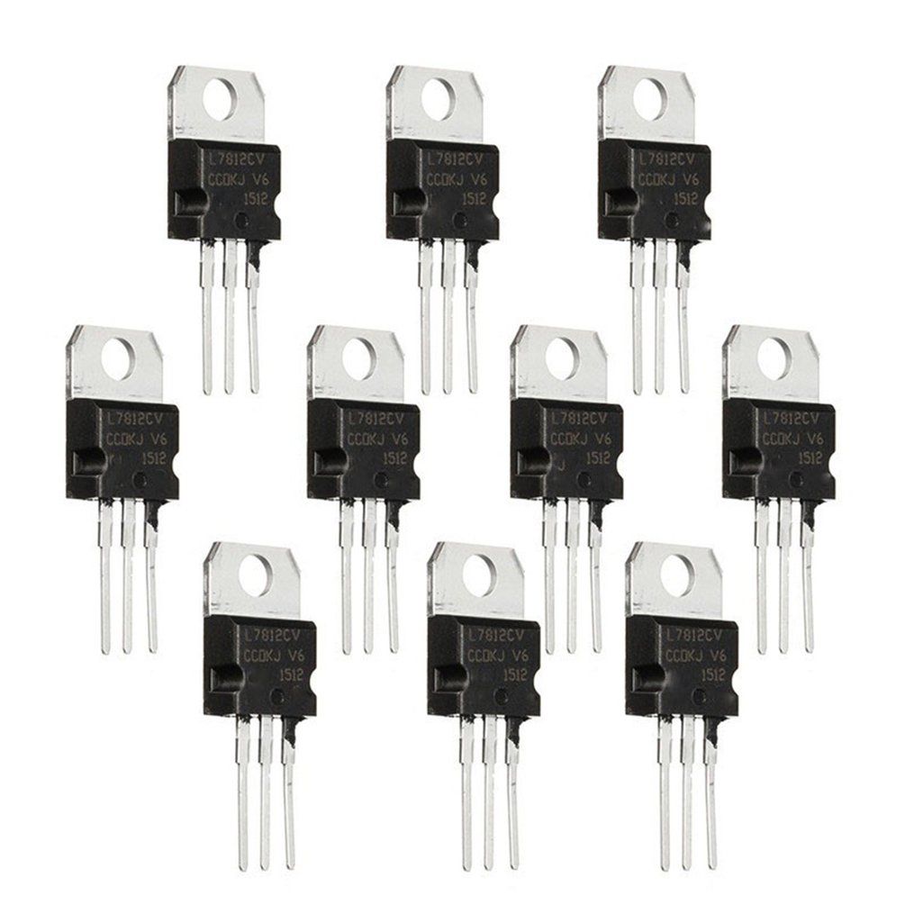 10pcs New L7812CV L7812 KA7812 LM7812 Voltage Regulator 12V 1.5A TO-220 - Black