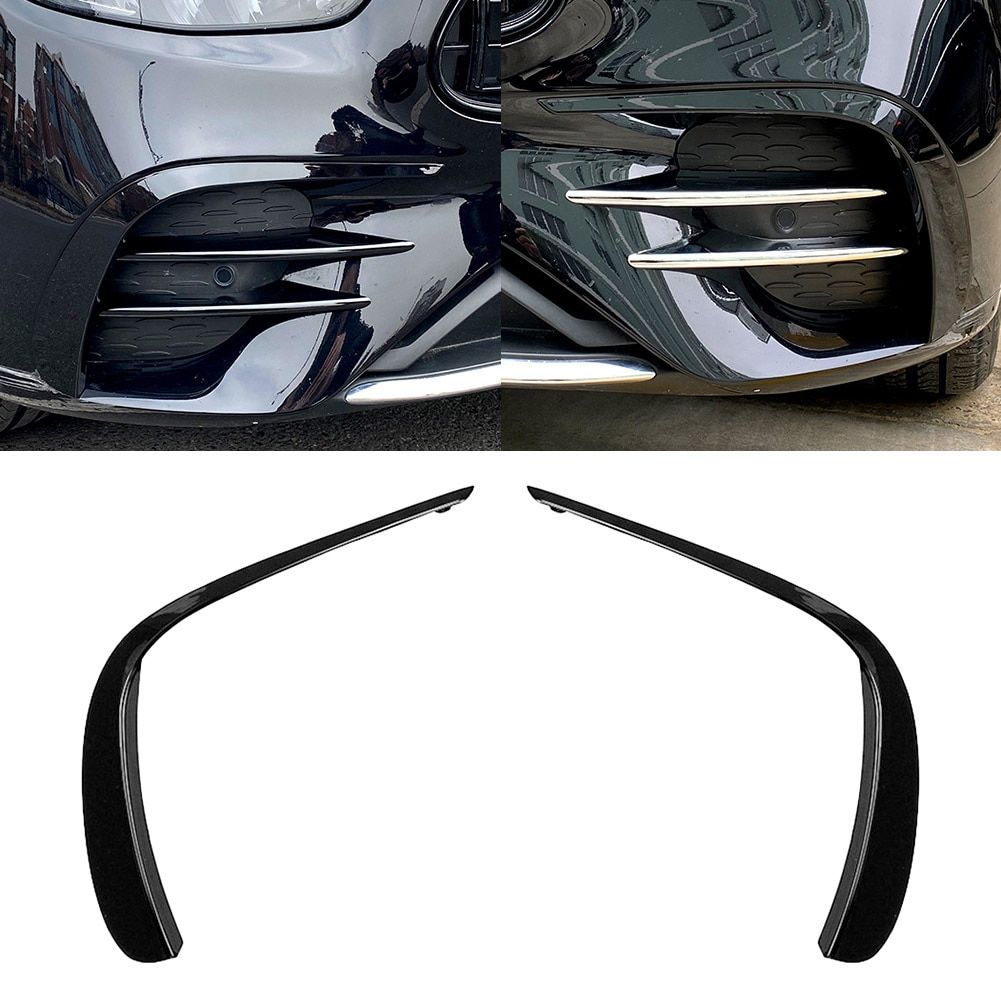 2x For 2021 Mercedes Benz E Class W213 E260 E300 E53 Car Front Bumper Lip Splitter Spoiler Decorate Trim Carbon/Gloss Black