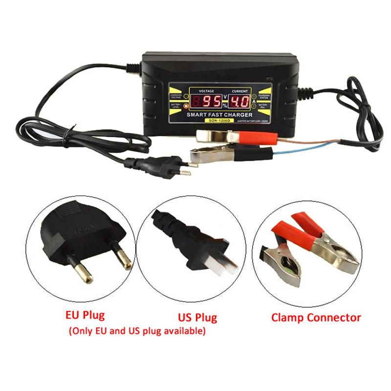 Smart Fast Lead Acid Battery charger 12V 6A Full Automatic with LED Display for Car, motorcycle, Solar, Auto Rickshaws