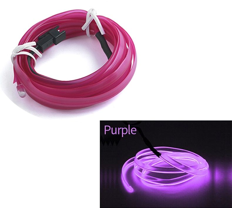 1M/2M/3M/5M Car Interior Led Decorative Lamp EL Wiring Neon Strip For Auto DIY Flexible Ambient Light USB Party Atmosphere Diod drive-3M