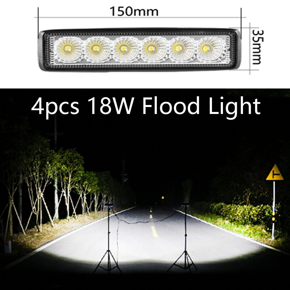6 inch Led Light LED Headlights LED Work Light Driving Lamp For Auto Motorcycle Truck Boat Tractor Trailer Offroad 12V-24V-2pcs 54w two-color