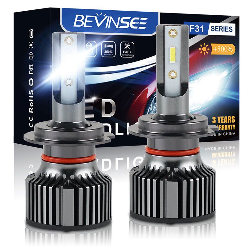 Bevinsee LED Bulb H7 H4 H8 HB3 HB4 LED Lights H1 H3 H11 H9 9005 9006 9012 Car Bulbs 12V 24V 6000K White 6000LM Headlight Lamp-H8 H9 H11