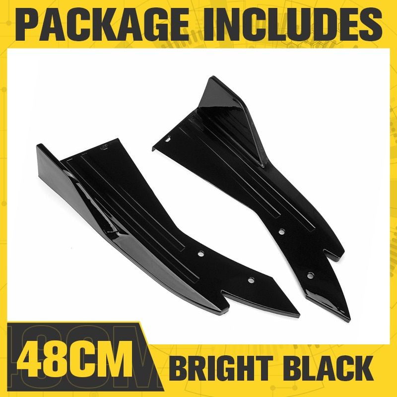 2PCS Carbon Fiber Car Rear Bumper Lip Winglets Side Skirt Splitters Siler Lips Wing Trim Bumper Splitter Decorative Pretective