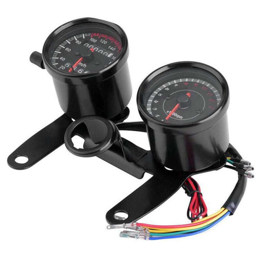 Cafe Racer Motorcycle Odometer Speedmeter Tachometer Led Speed Meter Black
