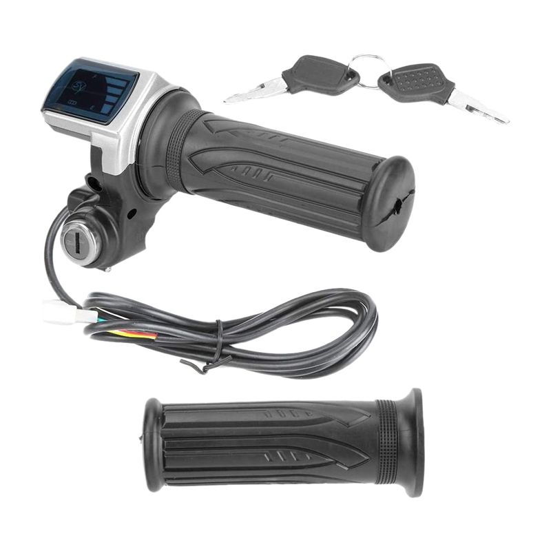 JOUYI Electric Throttle Grip 36V Half-Twist Throttle with LED Power Indicator Key Lock for Electric Bikes Scooters Motorcycle